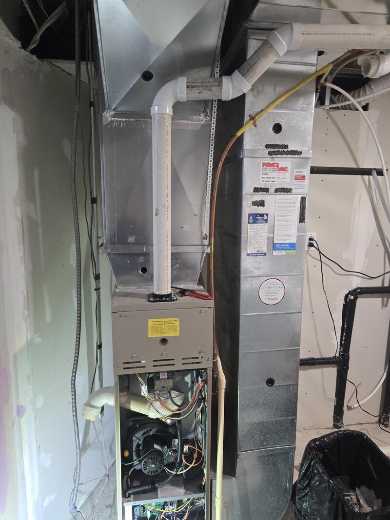 Furnace installation by Nith River Gas Services, gas piping connected