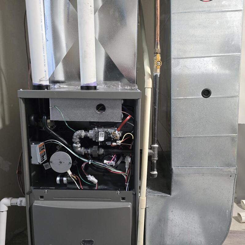 New high-efficiency furnace connected to the gas supply