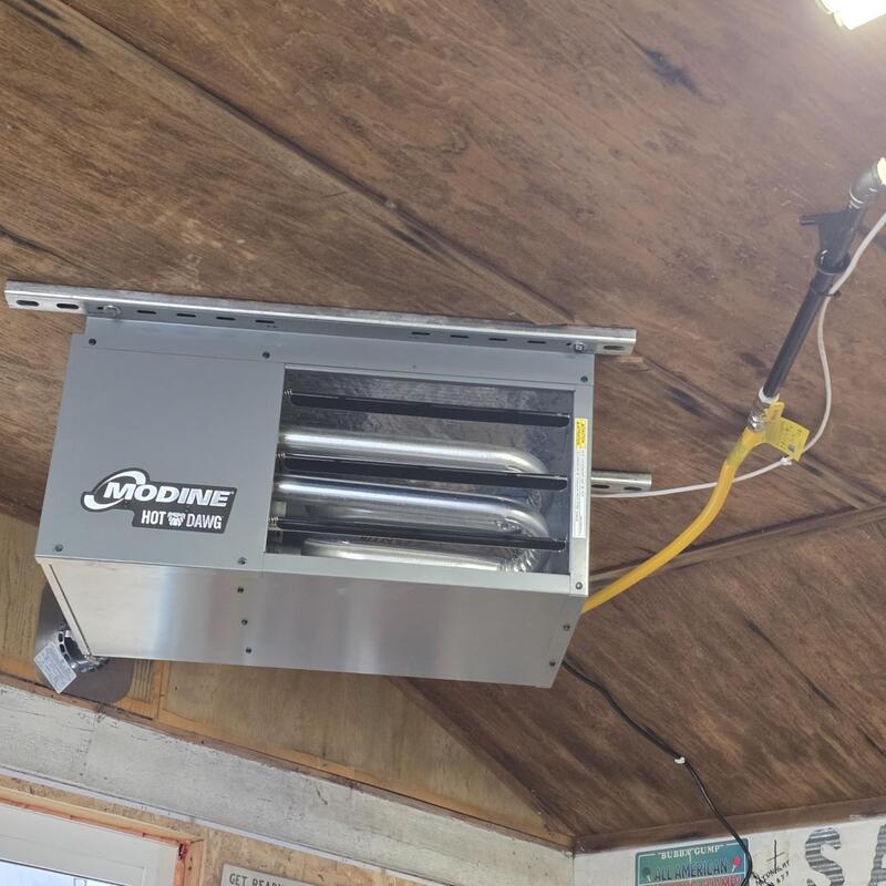 Garage heater installed by Nith River Gas Services